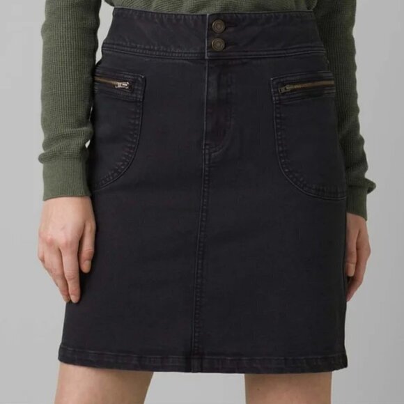 Prana Broadway Skirt Stretch Black Denim Pencil Size 0 NWT - Picture 1 of 8